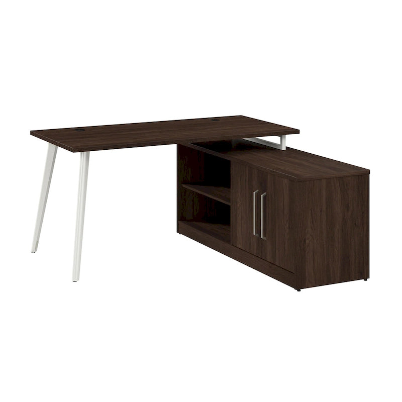 60W L Shaped Desk with Storage Cabinet