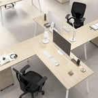 60W L Shaped Desk with Storage Cabinet