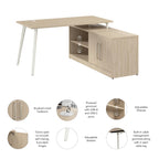 60W L Shaped Desk with Storage Cabinet