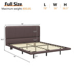 Modern Upholstered Leather Floating Bedframe & Headboard Set with LED Lighting
