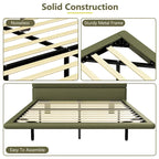 Modern Upholstered Leather Floating Bedframe & Headboard Set with LED Lighting