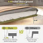 Modern Upholstered Leather Floating Bedframe & Headboard Set with LED Lighting