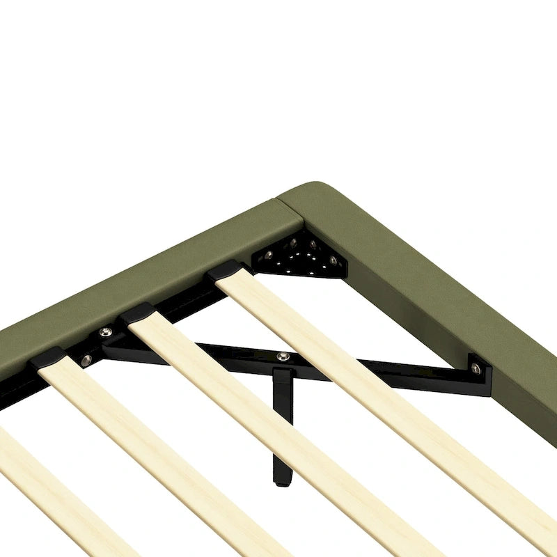 Modern Upholstered Leather Floating Bedframe & Headboard Set with LED Lighting