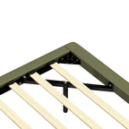 Modern Upholstered Leather Floating Bedframe & Headboard Set with LED Lighting