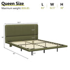 Modern Upholstered Leather Floating Bedframe & Headboard Set with LED Lighting