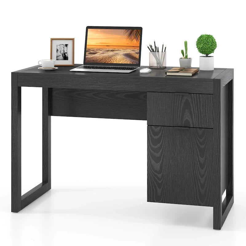 Computer Desk with Storage Cabinet Pull-out Drawer Stable