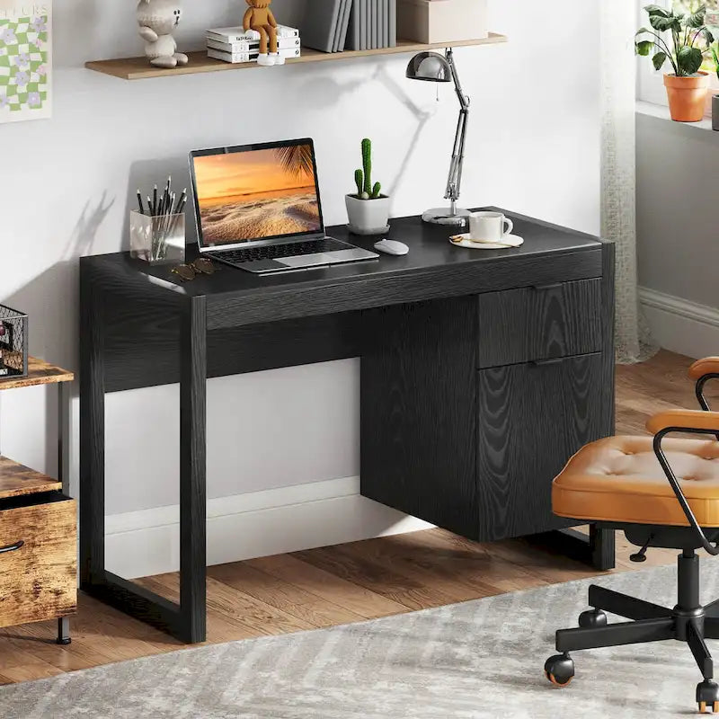 Computer Desk with Storage Cabinet Pull-out Drawer Stable
