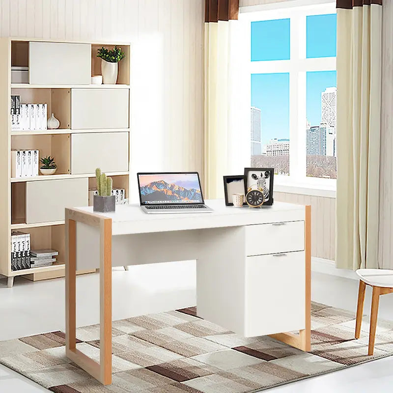 Computer Desk with Storage Cabinet Pull-out Drawer Stable