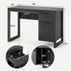 Computer Desk with Storage Cabinet Pull-out Drawer Stable