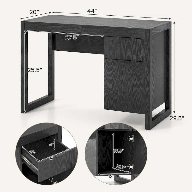 Computer Desk with Storage Cabinet Pull-out Drawer Stable