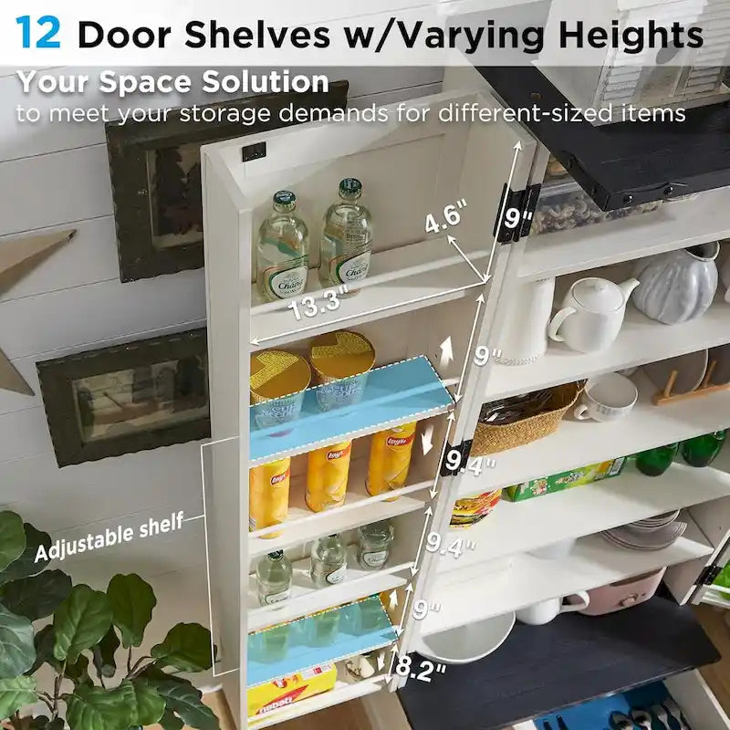 72 Farmhouse Kitchen Pantry Cabinet, Tall Storage Cabinet, Cupboard - N/A