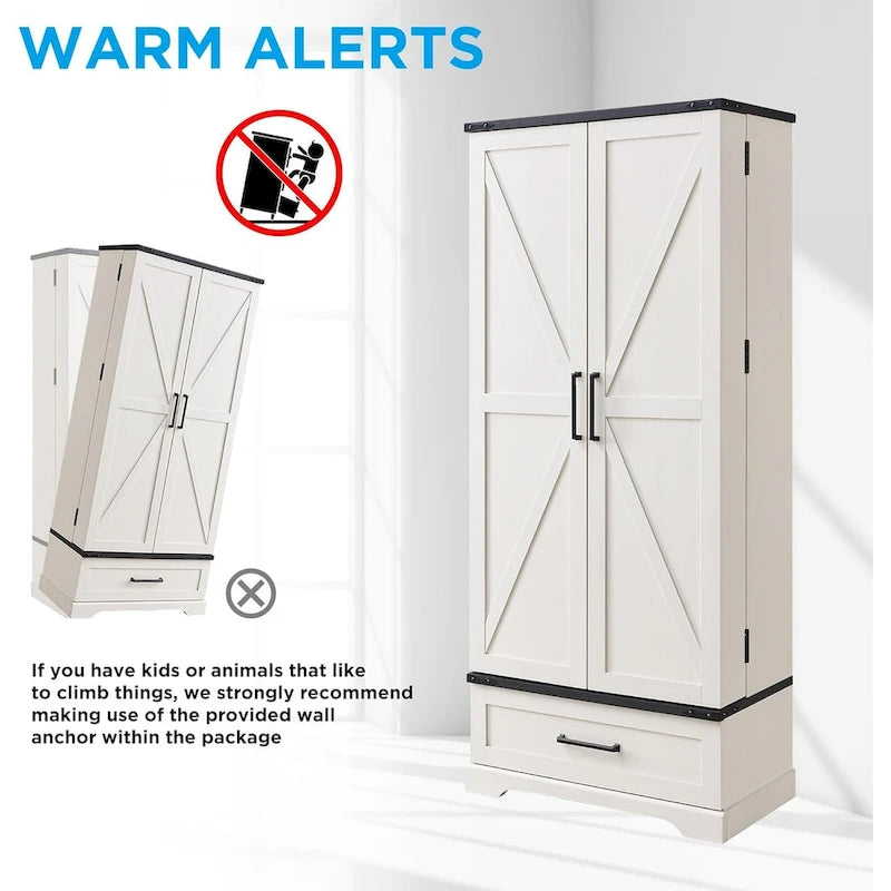 72 Farmhouse Kitchen Pantry Cabinet, Tall Storage Cabinet, Cupboard - N/A