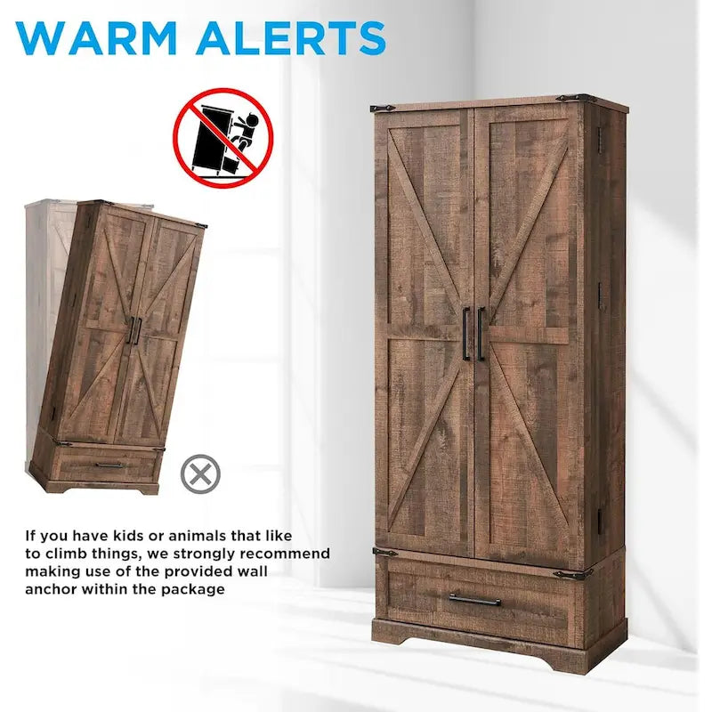 72 Farmhouse Kitchen Pantry Cabinet, Tall Storage Cabinet, Cupboard - N/A