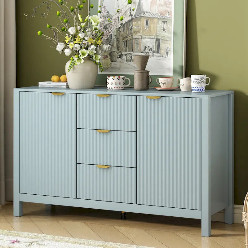 Buffet Sideboard with 3 Adjustable Shelves, 3 Drawers & Soft-Close Doors