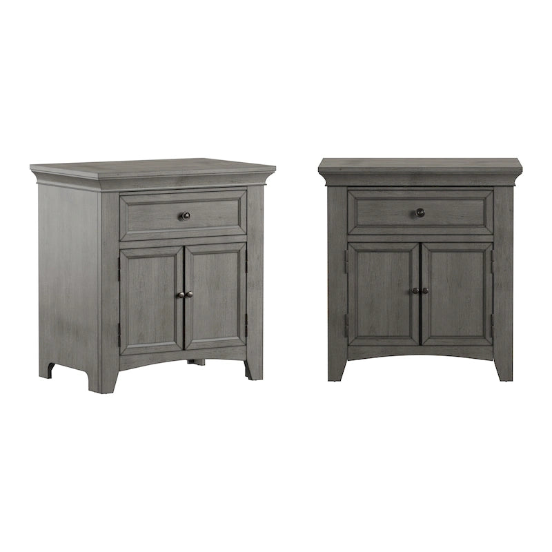 1-Drawer Wood Cupboard Nightstand with Charging Station