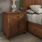 Varenna 1-Drawer Wood Cupboard Nightstand with Charging Station