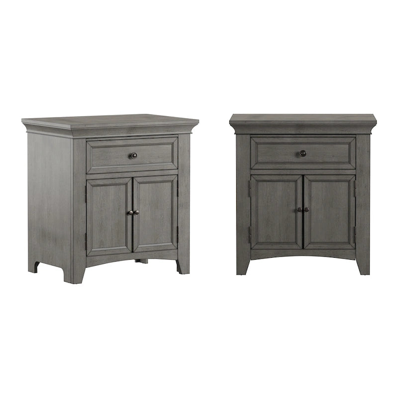 1-Drawer Wood Cupboard Nightstand with Charging Station