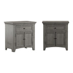 1-Drawer Wood Cupboard Nightstand with Charging Station