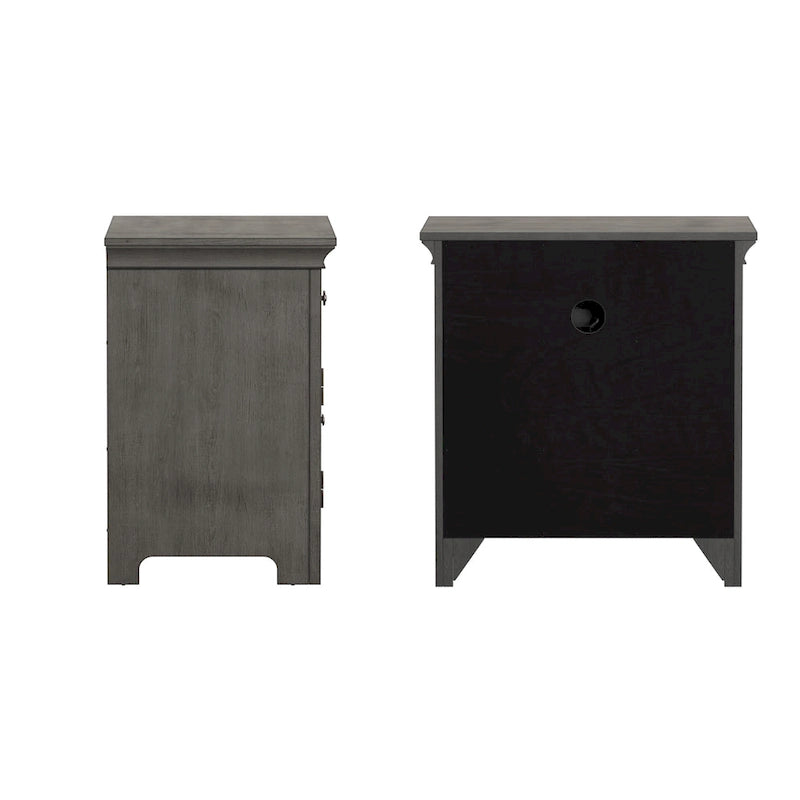 1-Drawer Wood Cupboard Nightstand with Charging Station