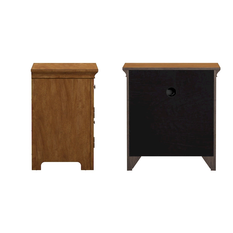 1-Drawer Wood Cupboard Nightstand with Charging Station