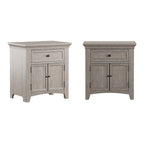 1-Drawer Wood Cupboard Nightstand with Charging Station