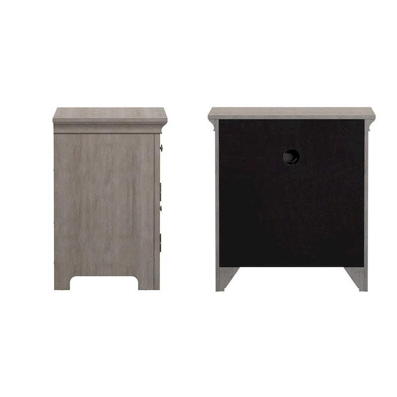 1-Drawer Wood Cupboard Nightstand with Charging Station