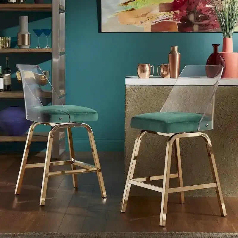 Velvet Counter Height Stools (Set of 2)