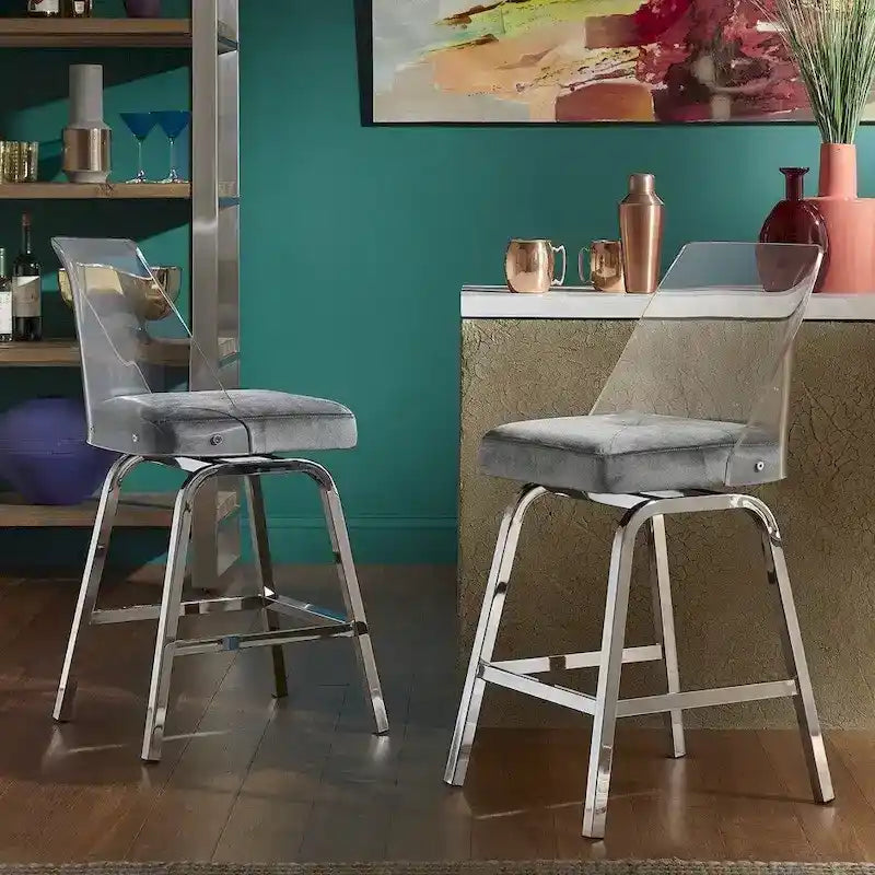 Velvet Counter Height Stools (Set of 2)
