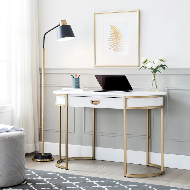 Contemporary Oval Metal Leg Desk