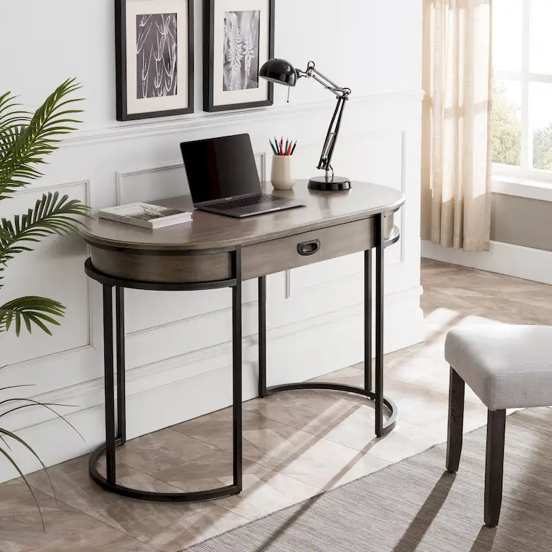 Contemporary Oval Metal Leg Desk