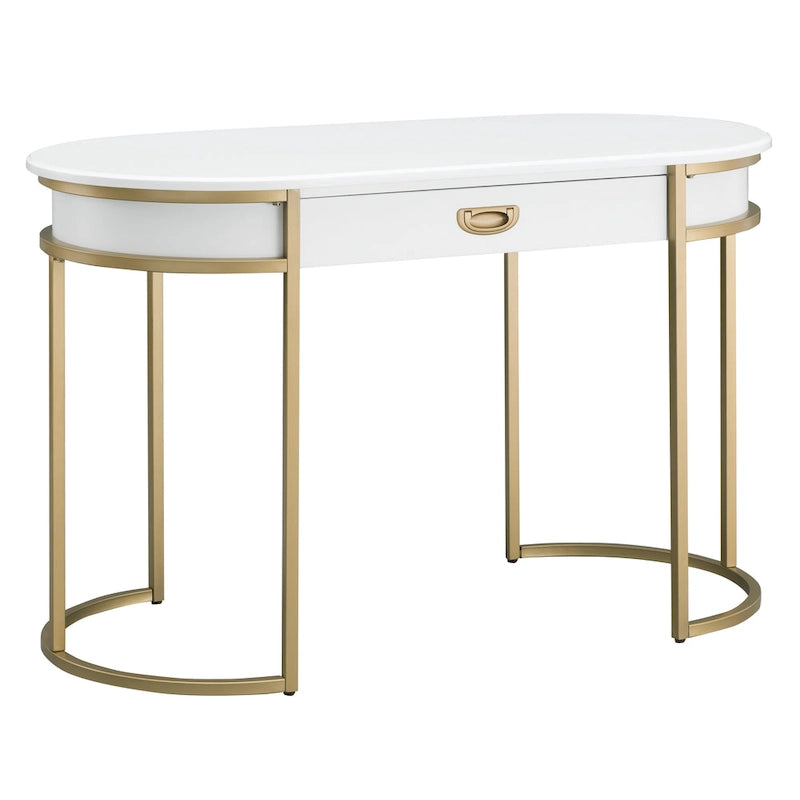 Contemporary Oval Metal Leg Desk