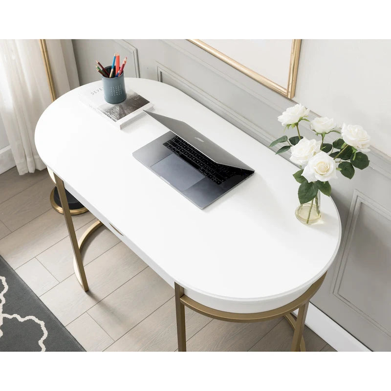 Contemporary Oval Metal Leg Desk