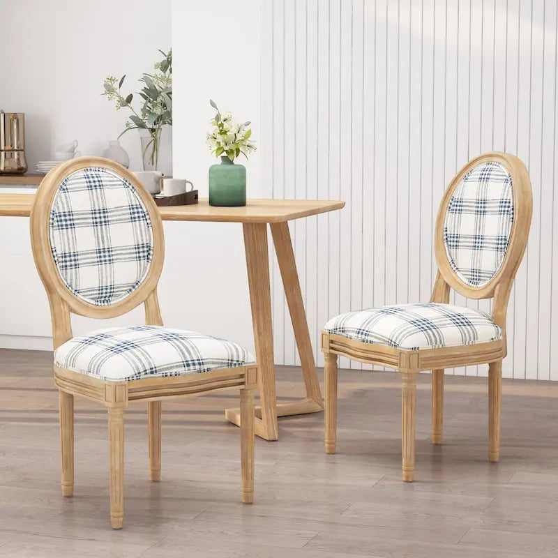 French Country Fabric Dining Chairs (Set of 2)