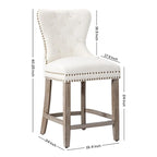 24 Wingback Tufted Nailhead Counter Stool with Antique Grey Legs