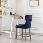 24 Wingback Tufted Nailhead Counter Stool with Antique Grey Legs