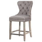 24 Wingback Tufted Nailhead Counter Stool with Antique Grey Legs