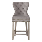 24 Wingback Tufted Nailhead Counter Stool with Antique Grey Legs