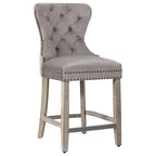 24 Wingback Tufted Nailhead Counter Stool with Antique Grey Legs
