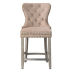 24 Wingback Tufted Nailhead Counter Stool with Antique Grey Legs