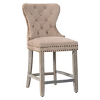 24 Wingback Tufted Nailhead Counter Stool with Antique Grey Legs