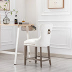 24 Wingback Tufted Nailhead Counter Stool with Antique Grey Legs