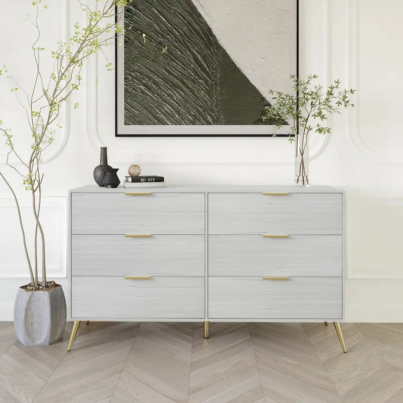 Contemporary 6-Drawers Wooden Dresser