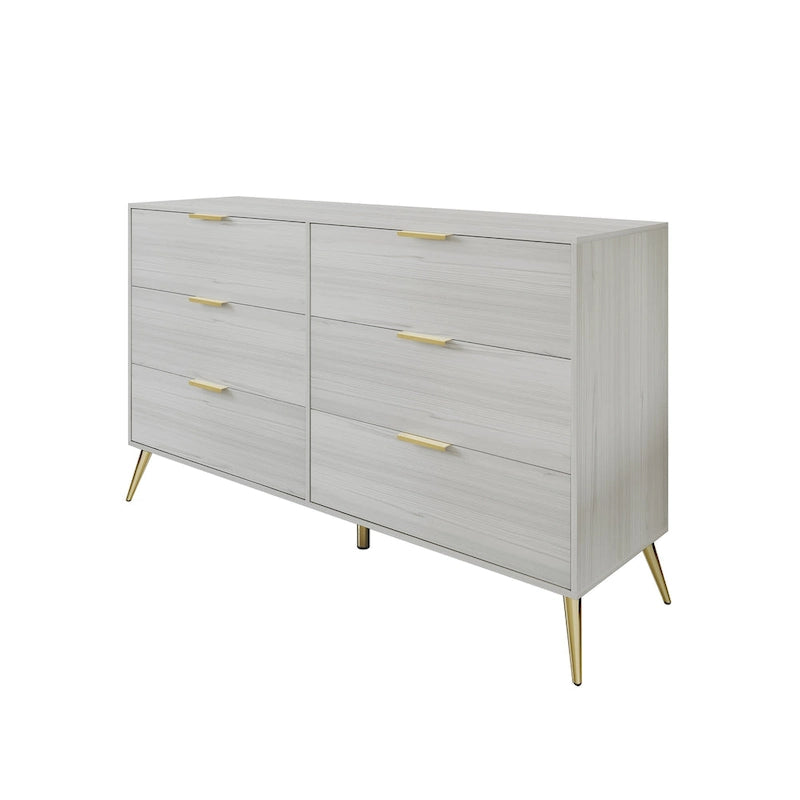 Contemporary 6-Drawers Wooden Dresser