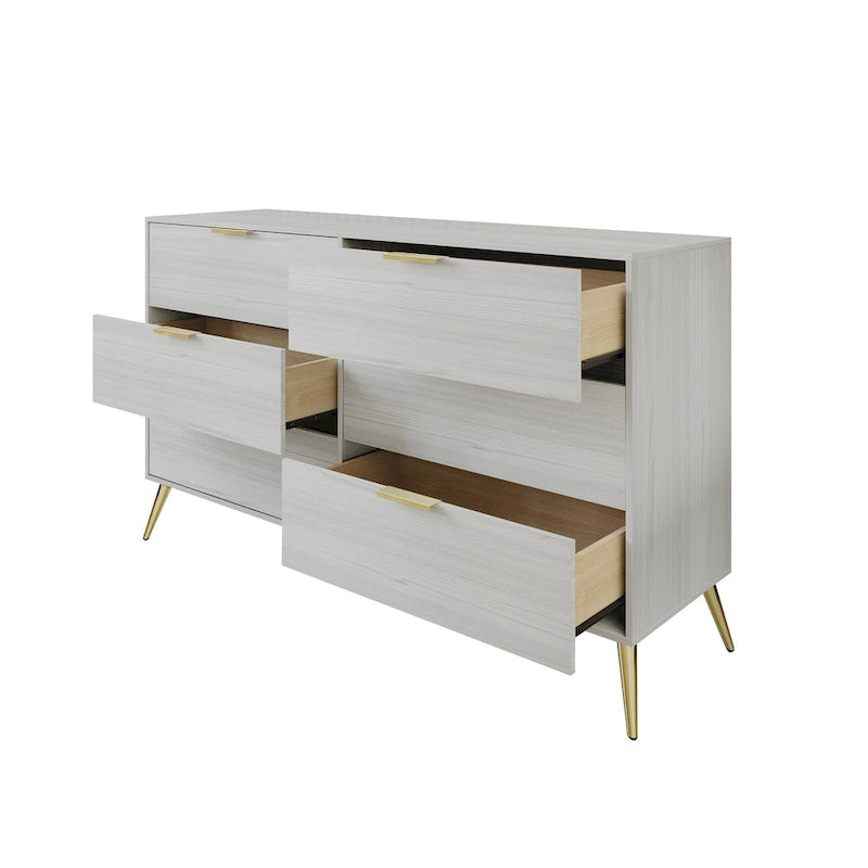 Contemporary 6-Drawers Wooden Dresser
