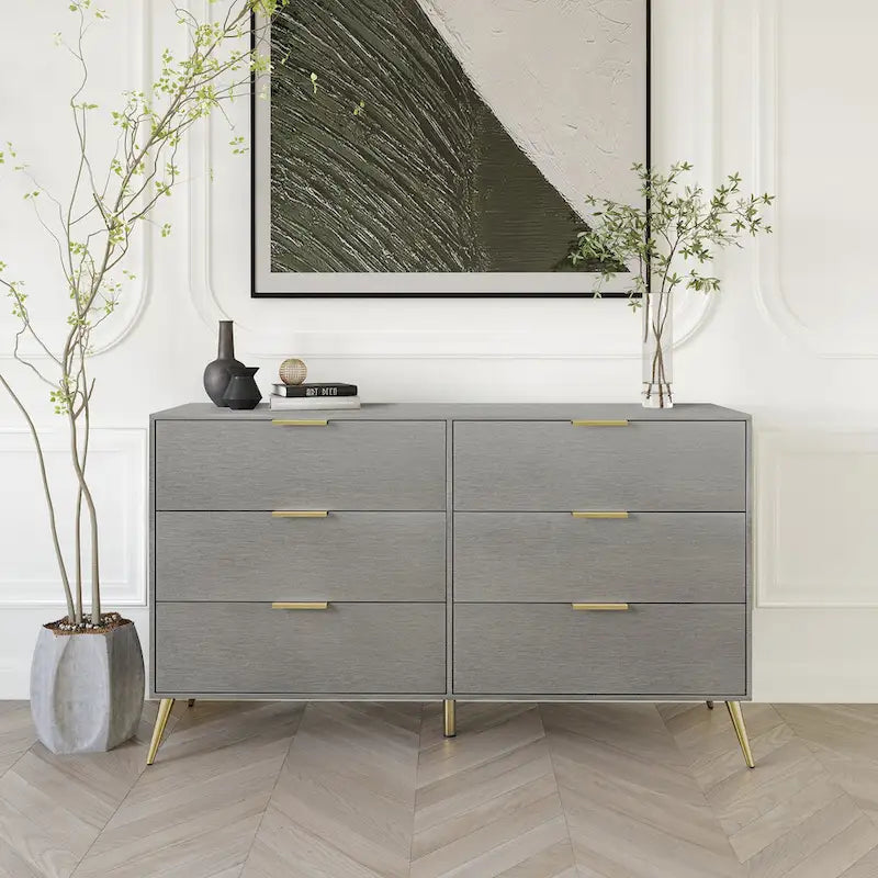 Contemporary 6-Drawers Wooden Dresser