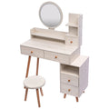 Length Adjustable Vanity Table Set w/ Touch LED Mirror and 5 Drawers