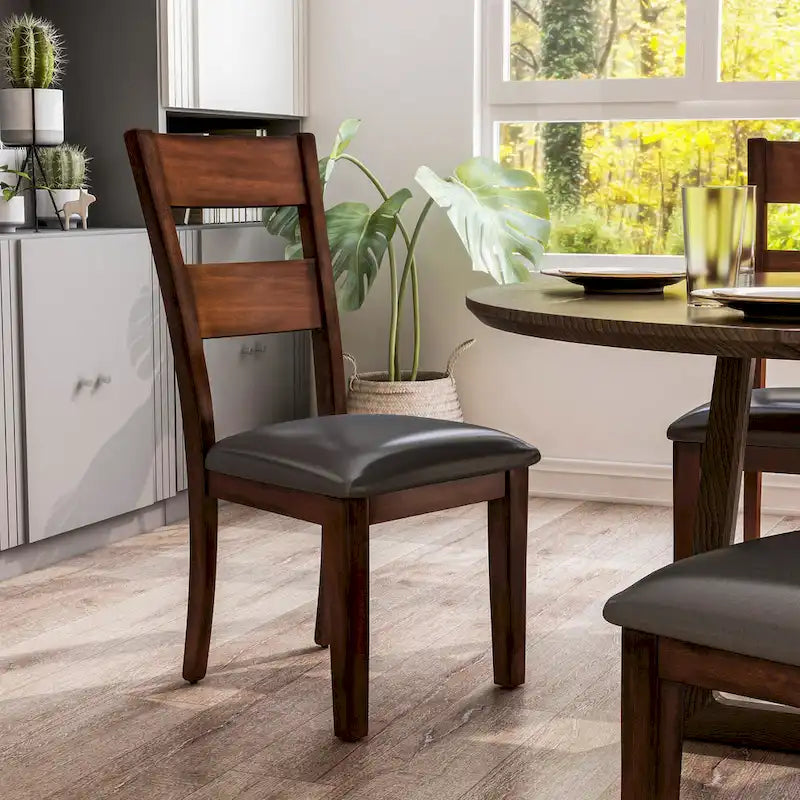 Farmhouse Brown Wood Dining Chairs (Set of 2)