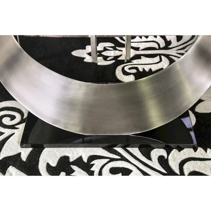 Modern Black Steel U-Shaped Pedestal 7-Piece Dining Set