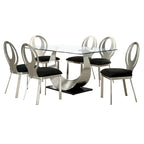 Modern Black Steel U-Shaped Pedestal 7-Piece Dining Set