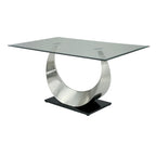 Modern Black Steel U-Shaped Pedestal 7-Piece Dining Set